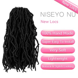 14 Inch Soft Locs Crochet Hair 6 Packs Short Straight Pre-looped New Faux Locs Crochet Hair, 1#(Jet Black)）