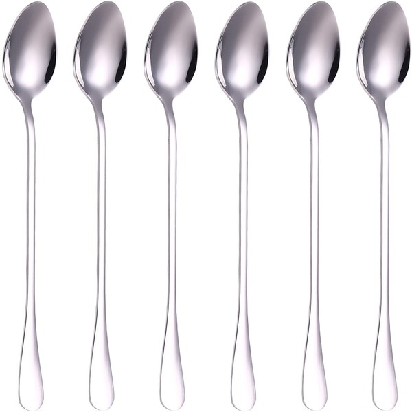 Latte Spoons,Set of 6 Long Handle Spoons,19cm Stainless Steel Coffee