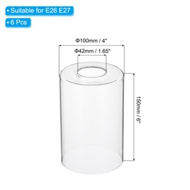 PATIKIL 6 x 4 Inch Clear Glass Shades Replacement, 6pcs Handmade Glass Lamp Shade Cylinder Lampshade Light Fixture with 1-5/8" Fitter for Chandelier Pendant Wall Sconces
