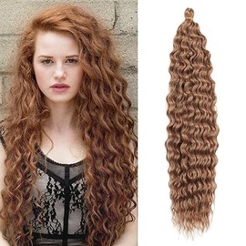 Dsoar 22 Inch 3 Packs Deep Twist Crochet Hair Ocean Wave Curly Bohemian Crochet Braids Deep Wave Hair Bundles Synthetic Hair Extensions for Women Girls