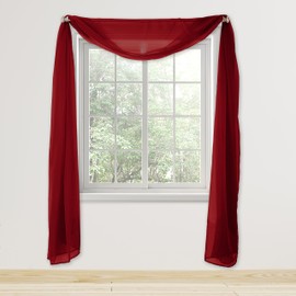Elegant Comfort Lightweight Sheer Voile Window Scarf Valance - 216 Inch Long - 1 Panel Long Sheer Curtain for Living Room, Event Decor, Bedroom, (1 Piece) 55" X 216'' Long, Burgundy