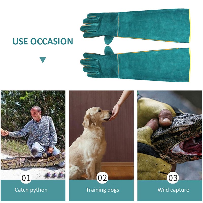 Anti Bite Safety Gloves Long Leather Protective Gloves Pets Grasping