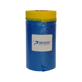 JMIBASIC Plastic Sheeting for Car Paint – Multi Size Pack – No Residue Painters Tape with Drop Cloth – Heat Resistant Automotive Masking Tape with Tarp Waterproof 65 Feet (26 Inch - 1RL)