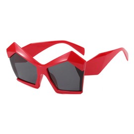 willochra Fashion Design Women's Sunglasses Unique Polygon Oversized Gradient Lens Sun Glasses Luxury Shades Eyewear (C4)