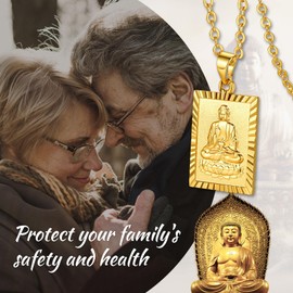 GOLDCHIC JEWELRY Sitting Buddha Necklace, Gold Tathagata Pendant Shakyamuni Buddha Tag, Buddhist Talisman Jewellery Gift for Men Women