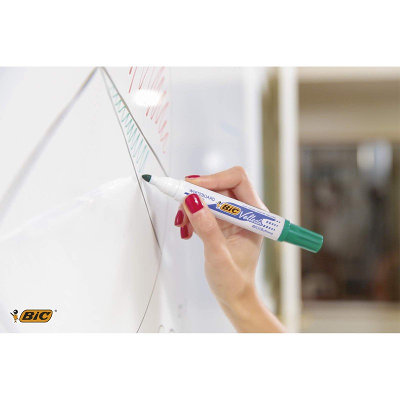 Bic Velleda 1701 Ecolutions Whiteboard Pens, Green - Box of
