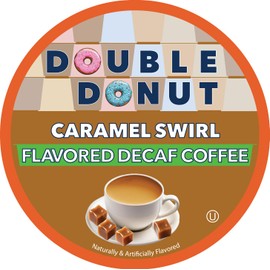 Caramel Swirl Medium Roast Decaf Flavored Coffee Pods for Keurig K Cups Makers from Double Donut, 24 Capsules