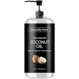 Essentially KateS Aceite de Coco Fraccionado 16.9 Fl Oz (500Ml) - Aceite Corporal, Aceite de Masaje, Aceite Capilar, Aceite de Uñas, y Aceite Transportador para Aceites Esenciales, Sin Aroma