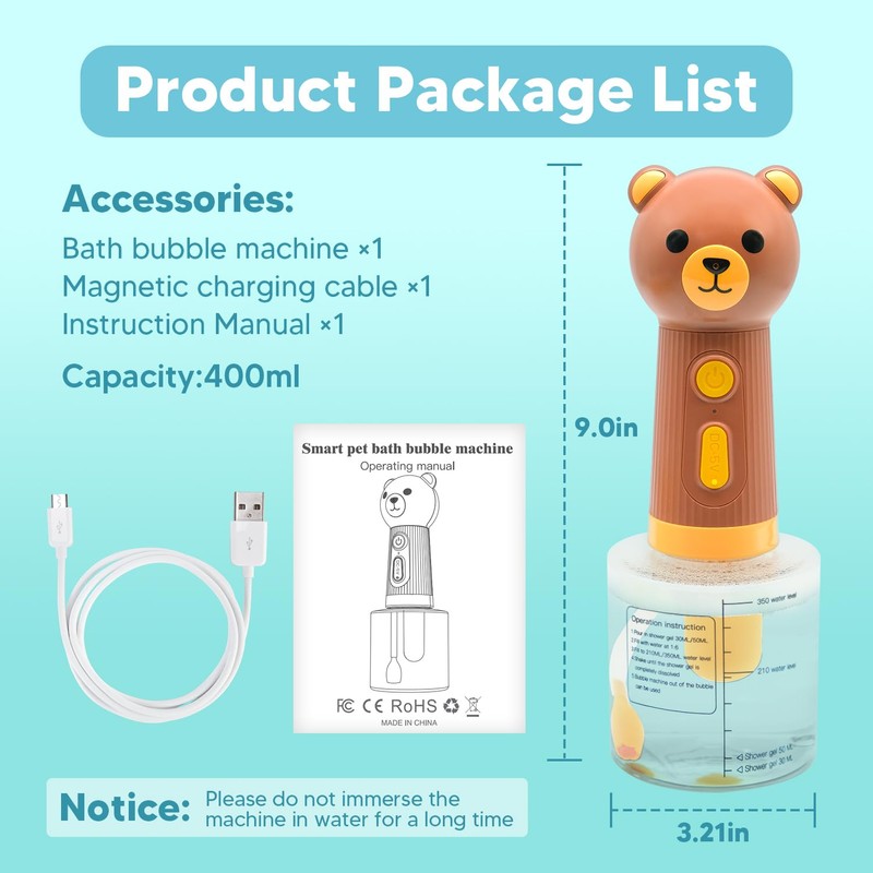 Electric Dog Cleaning Foam Machine Sprayer, Deep Cleaning pet Fur,