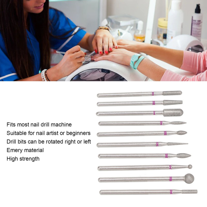10pcs Nail Drill Bit Set Professional Home Salon Emery Cuticle