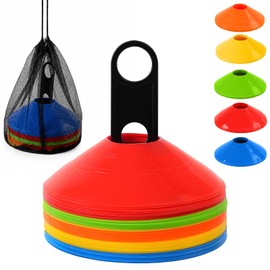 CX L SUM 50 pcs Agility Soccer Cones, Disc Cones with Carry Bag and Holder for Sports Training, Football, Basketball, Coaching, Practice Equipment, 5 Colors