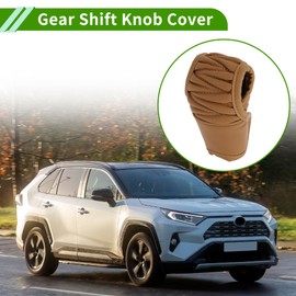 HOPESPANNER Universal 13.5x9cm/5.31"x3.54" Gear Shift Knob Cover Anti-Slip Stick Shifting Handle Protector Faux Leather 1 Pc Brown