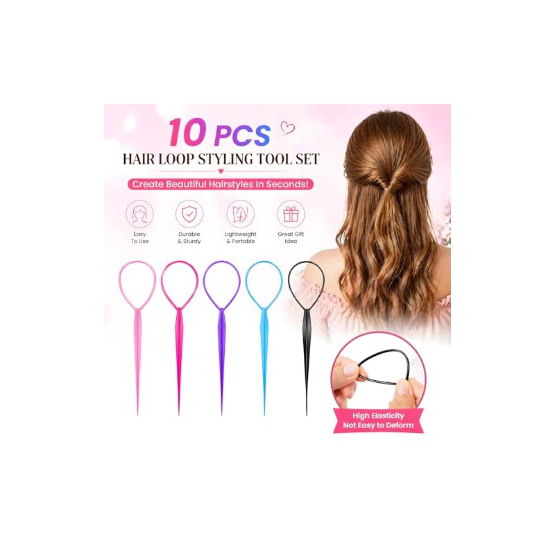 10-piece Hair Tool Set,Topsy Tail Hair Tool, Hair Pull Through