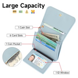 GAEKEAO Small Wallet for Women RFID Blocking Slim Keychian Wallet Floral Vegan Leather Card Holder with ID Window Zip Pocket