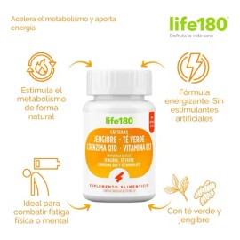 60 Cápsulas De Té Verde Jengibre Coenzima Q10 Y Vitamina B12 Sin Sabor                                                                                