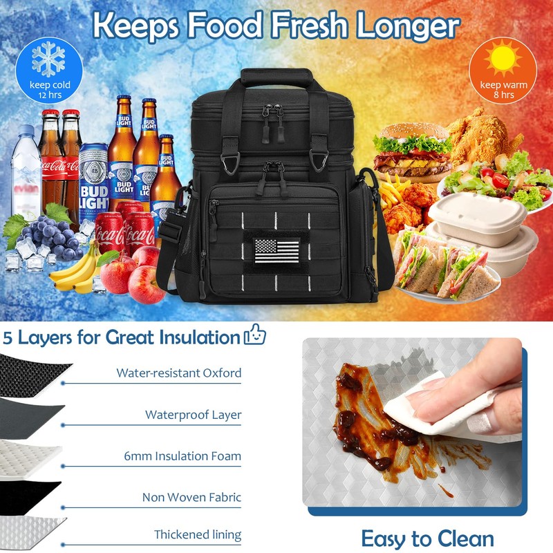 BISKLNDN Tactical Lunch Box Cooler Bag for Men - Large