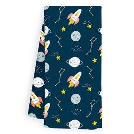 WFSM Outer Space Rocket Decorative Towels, Kids Space Nursery Decor, Toddler Boys Girls Towels, 16x24 Inches