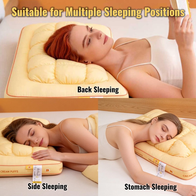 Cream Puffs Pillow for Sleeping (Puff Gold)