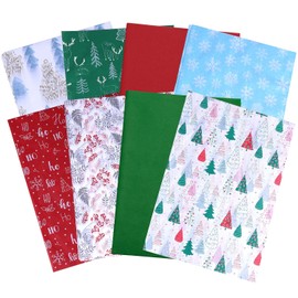 SUNCOLOR Christmas Tissue Paper, 80 Sheets, 20x20 Inch, 8 Designs, Holiday Patterns, Red Green Blue White, Gift Wrapping Packaging
