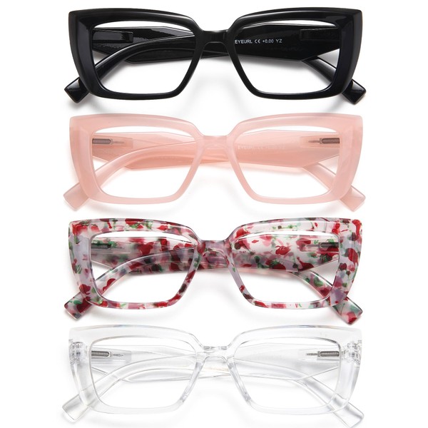 EYEURL 4 Pack Oversized Reading Glasses for Women Blue Light