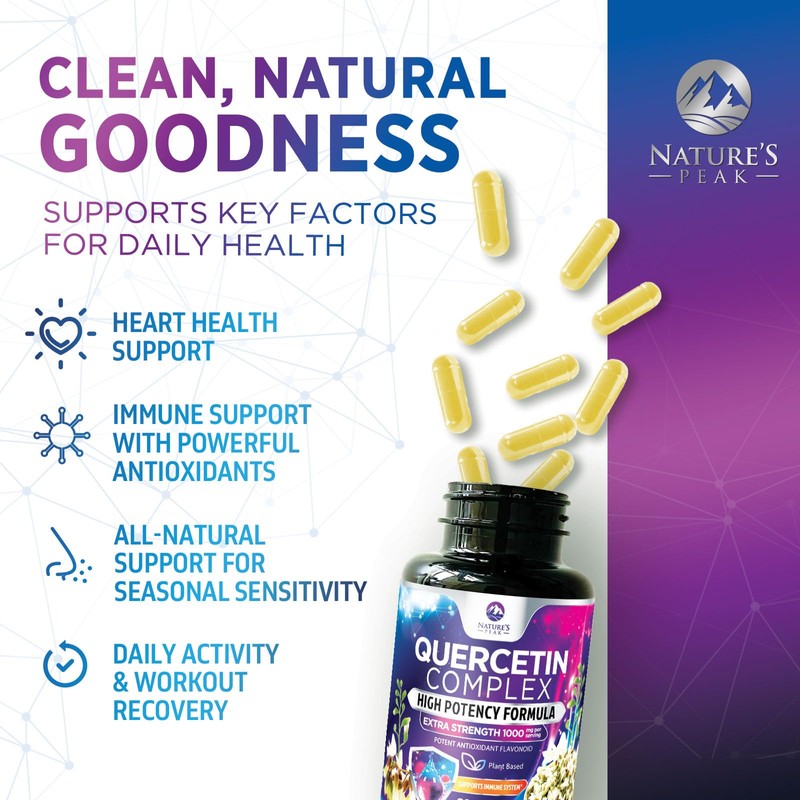 Quercetin Capsules 1000mg, with Ultra Strength Complex - Health Antioxidant