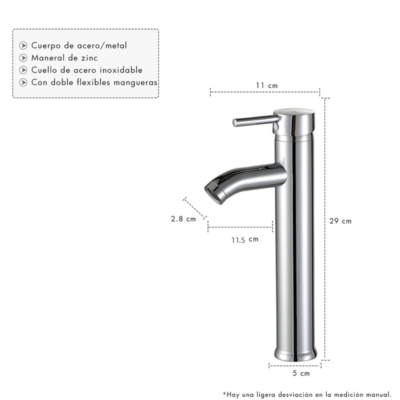 SOLVEX SP-10013 Bathroom Tap, Stainless Steel Washbasin Tap (High Spout),