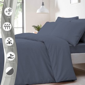 Pizuna Luxury Soft Satin Pack of 2 Pillowcases 70 x 90 cm Dark Blue, 600 Thread Count Cotton Pillowcases, 100% Long Stack Cotton Pillowcase (Dark Blue, 70 x 90 cm)