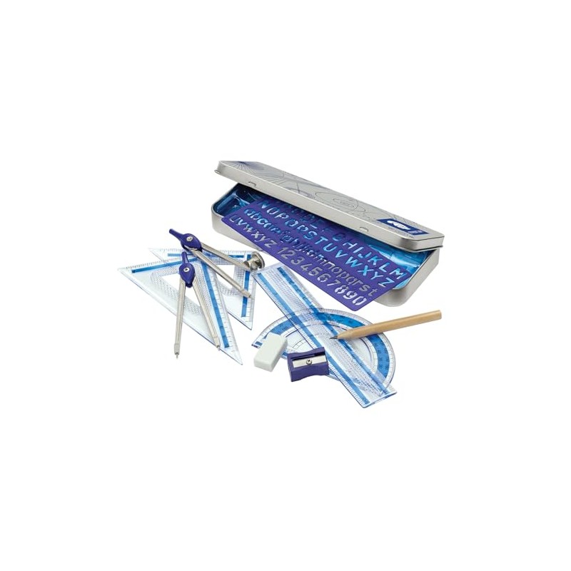 STAEDTLER 10-Piece Math Set with Metal Compass, 6" Ruler &