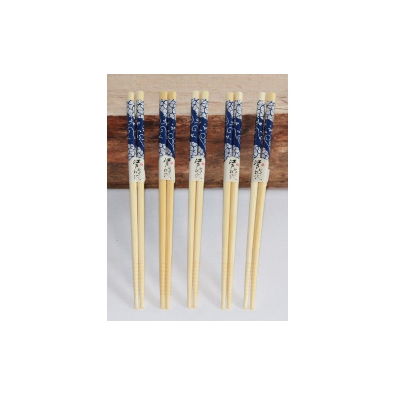 AAF Nommel® No. 022 Bamboo Chopsticks 5 Pairs Beige Blue