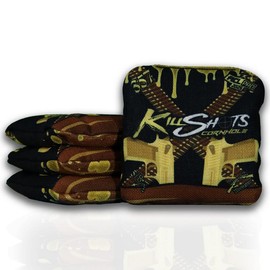 Killshots Cornhole | 357 Series | Limited Edition | ACL Pro Certified Cornhole Bags | Premium Quality | Dual-Speed | Durable & Weather Resistant | Set of 4 Bags - Color: Gold Eagles