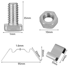 AUXSOUL 200 Pcs Greenhouse Glass Clips 100 Stainless Steel Glazing Clips W and Z Wire Clips 100 Nuts and Bolts Pane Fixing Clips Parts Garden Supplies