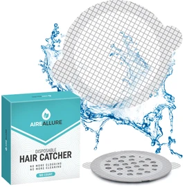Aire Allure, 100 Pack, Disposable Shower Drain Hair Catcher Mesh Stickers