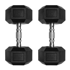 Ritfit 5-650 LBS PVC Encased Hex Dumbbell Sets with Optional Rack for Home Gym, Hand weight with Chrome Handle for Strength Training,Workouts,35LB