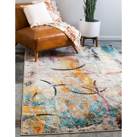 Unique Loom Chromatic Collection Rustic Modern Abstract Colorful Multi Area Rug (8' 0 x 10' 0)