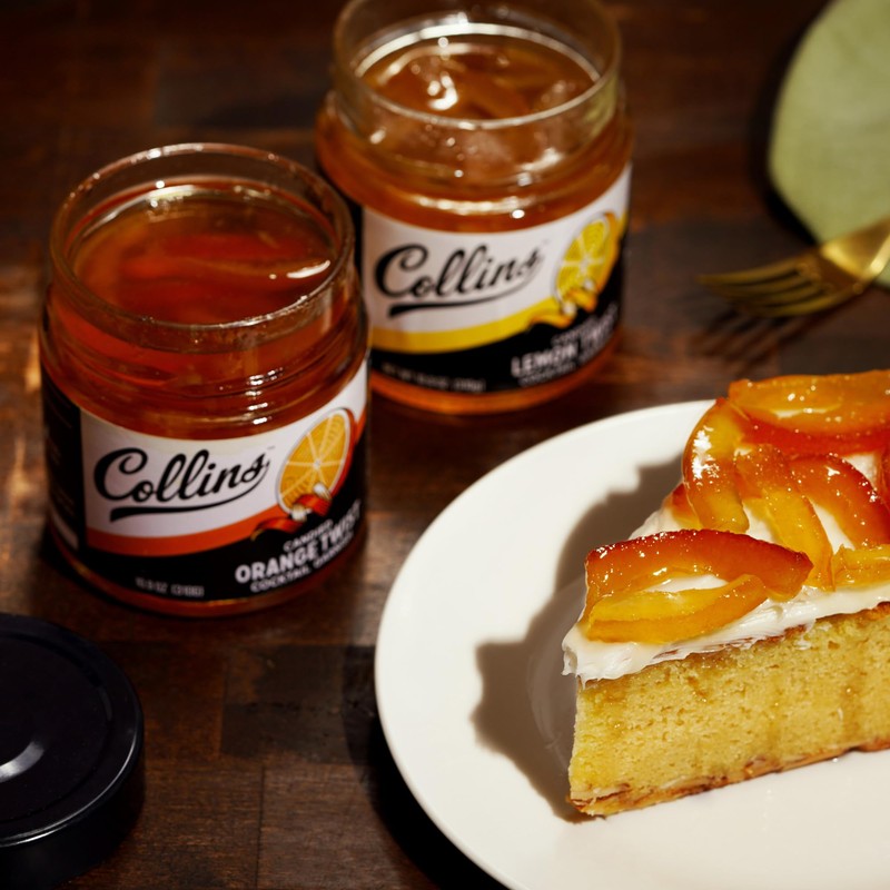Collins Candied Fruit Orange Peel Twist in Syrup, Popular Cocktail