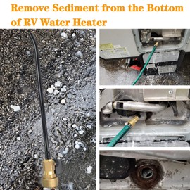 GaeaAuto GaeaAuto Copper RV Water Heater Tank Rinser Flusher | Remove Sediment from the Bottom of RV Water Heater | Copper Handle and Black Cleaning Wand with Bending Tip