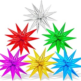 Brown Chocolate Caramel Star Foil Balloons, 36 PCS Metallic Star Balloons Starburst Cone Mylar Balloons, Spike Balloons Fireworks Balloons for Birthday Baby Shower Christmas Photo Props