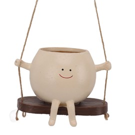 Fockety Maceta con Cara Oscilante, Exquisita y Encantadora Jardineras Colgantes con Cabeza de Flor de Resina Jardinera Colgante Macetas Suculentas Jardineras Suculentas Colgantes con
