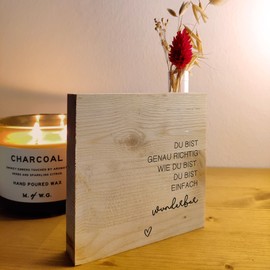 Freundinnen Geschenk - Du bist einfach wunderbar Holzbild 11x11x2cm zum Hinstellen auf's Regal/Sideboard mit Reagenzglas - Du bist toll, Hygge Deko, Schwarz Weiß Bilder, Schöne Sachen, Typografie
