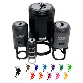 Lacrosse Player with Stick and Ball Self-Inking Rubber Stamp Ink Stamper for Stamping Crafting Planners - 1 Inch Medium - Black Ink