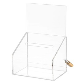 1InTheOffice - Caja de donación de acrílico con cerradura, tarro de punta transparente, 5 pulgadas de ancho