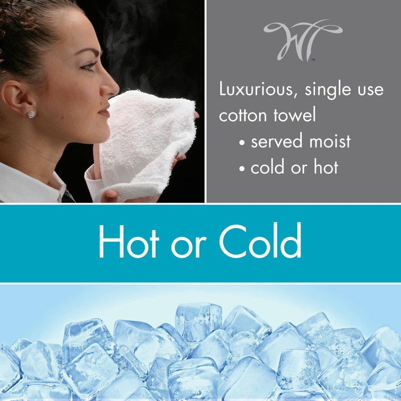 WT WHITE TOWEL SERVICES 9"x 9"inch Moist Cotton Towel Individually