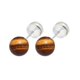 HUGE TOMATO Tiger Eye Earrings 6-12mm Pearl Drop Earrings Double Sided Pearl Earrings 925 Sterling Silver for Women Fashion, Pearl Studs Earrings for Gift