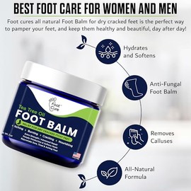 Bálsamo para pies con aceite de árbol de té/humectante para pies secos y agrietados Hidrata y alivia instantáneamente la piel irritada y el pie de atleta El mejor cuidado de los pies para mujeres y