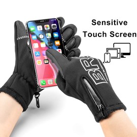 ROCK BROS Winter Cycling Gloves for Men Women Water Resistant Touch Screen Gloves Shock-Absorbing Full Finger Biking Glove Anti-Slip Motorcycle Mountain Bike Gloves, for Fishing, Driving, Golfing
