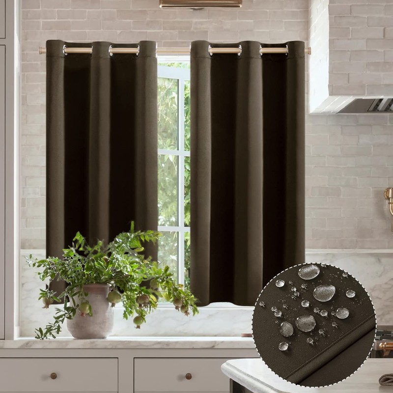 XTMYI Dark Brown Curtains for Living Room,Short Blackout Waterproof Shower