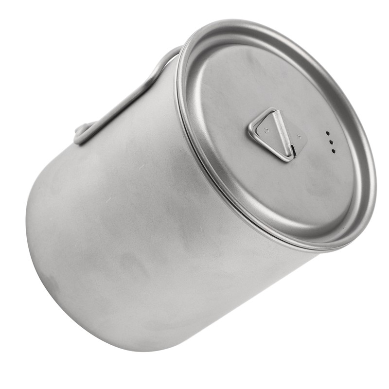 Outdoor Drinking Cup with Foldable Handle Titanium Mug with Lid