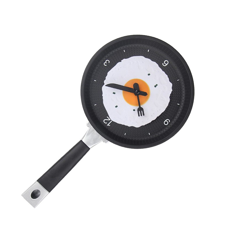 Wall Clock ABS Fried Egg Frying Pan Shape Silent Battery
