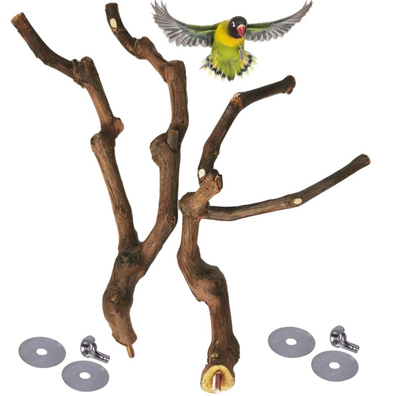 kathson Natural Parrot Perch Bird Stand Pole Wild Grape Stick