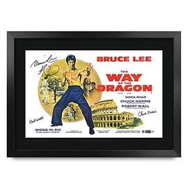 HWC Trading FR A3 Way of the Dragon Bruce Lee Gifts Printed Poster Signed Autograph Picture for Movie Memorabilia Fans - A3 Framed